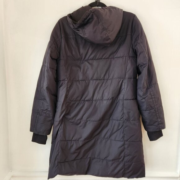 J. Crew Mercantile Black Hooded Puffer Coat Jacket Long Mid-Length Women's S - Picture 2 of 7